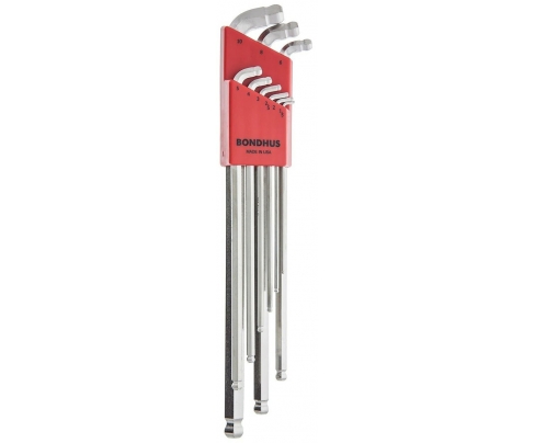 Set dugih L-ključeva sa kugličnom glavom Bondhus HEX 1,5 - 10,0 77099 9 kom