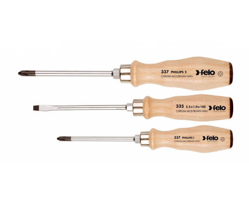 Set udarnih šrafcigera sa drvenom drškom Felo SL/PH 33593198 3 kom