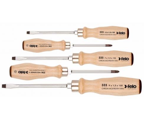 Set udarnih šrafcigera Felo sa drvenom drškom SL/PZ 33595298 5 kom